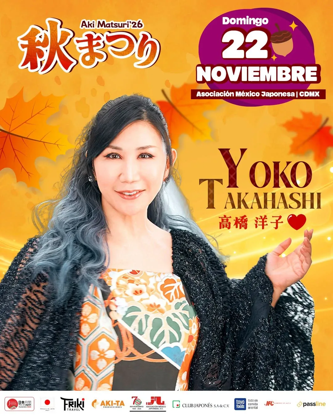 Flyer de Yoko Takahashi — Aki Matsuri '26 — NEW GENESIS LATAM TOUR