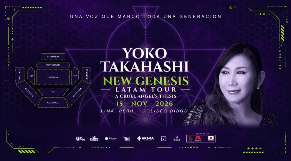 Flyer de Yoko Takahashi — NEW GENESIS LATAM TOUR — Geek Festival 2026